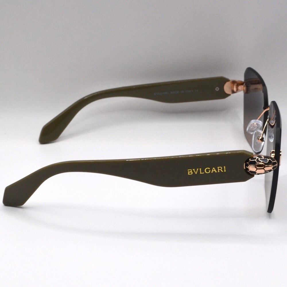 BVLGARI Women’s Rimless Sunglasses Sage Green Brown New 63-16-145 - Picture 7 of 15